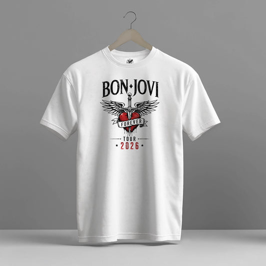 BON JOVI FOREVER TOUR 2026 HIGH QUALITY HEAVY COTTON T-SHIRT (UNISEX)