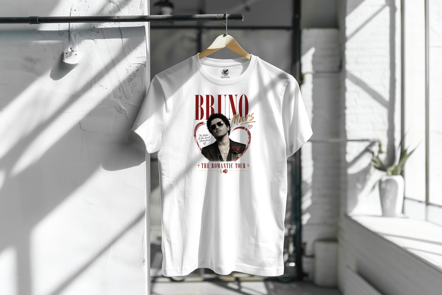 BRUNO MARS THE ROMANTIC TOUR HIGH QUALITY HEAVY COTTON T-SHIRT (UNISEX)