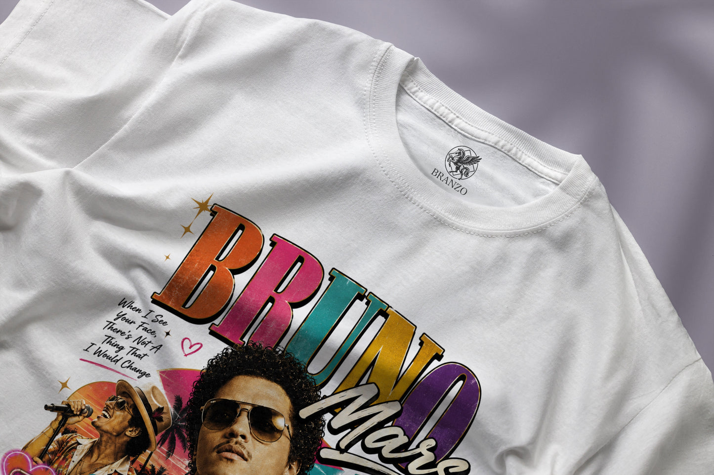 BRUNO MARS TOUR COLOURFUL HIGH QUALITY HEAVY COTTON T-SHIRT (UNISEX)