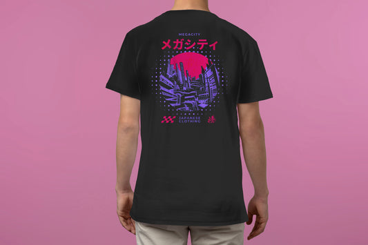 JAPANESE CITY ABSTRACT THEMED HIGH QUALITY HEAVY COTTON T-SHIRT (UNISEX)