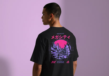 JAPANESE CITY ABSTRACT THEMED HIGH QUALITY HEAVY COTTON T-SHIRT (UNISEX)