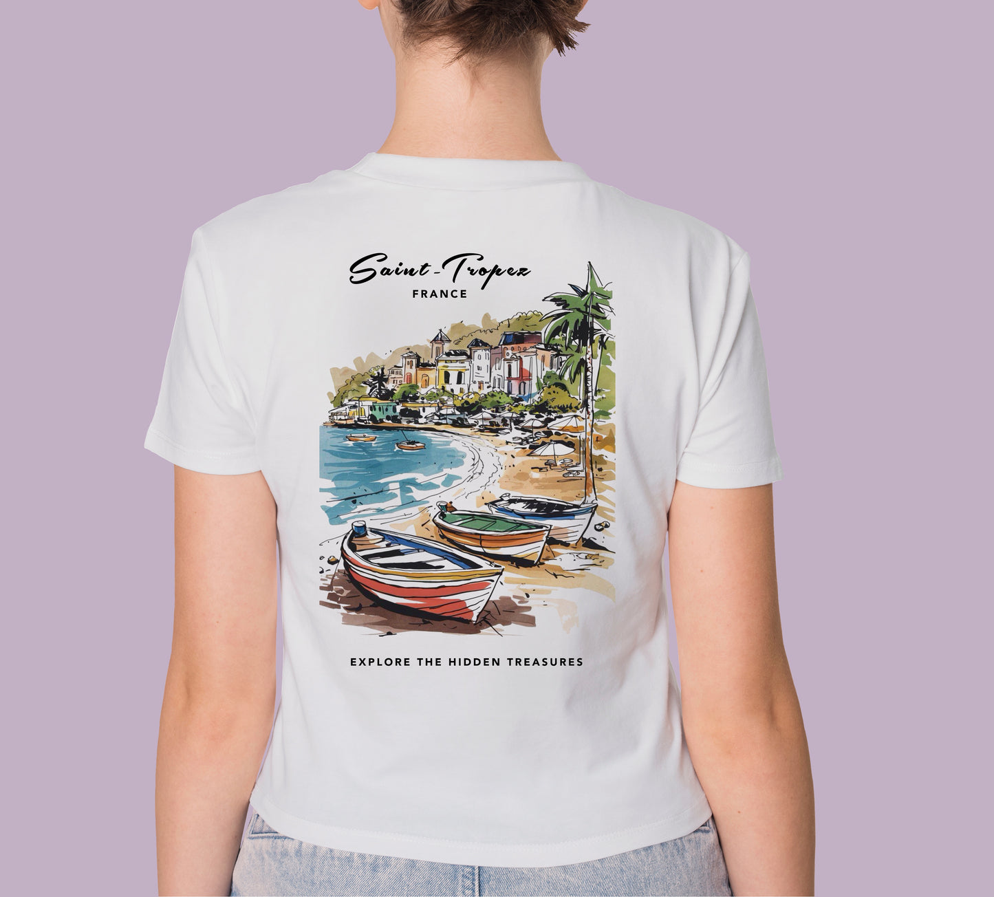 SAINT TROPEZ FRANCE COASTAL THEMED HIGH QUALITY HEAVY COTTON T-SHIRT (UNISEX)