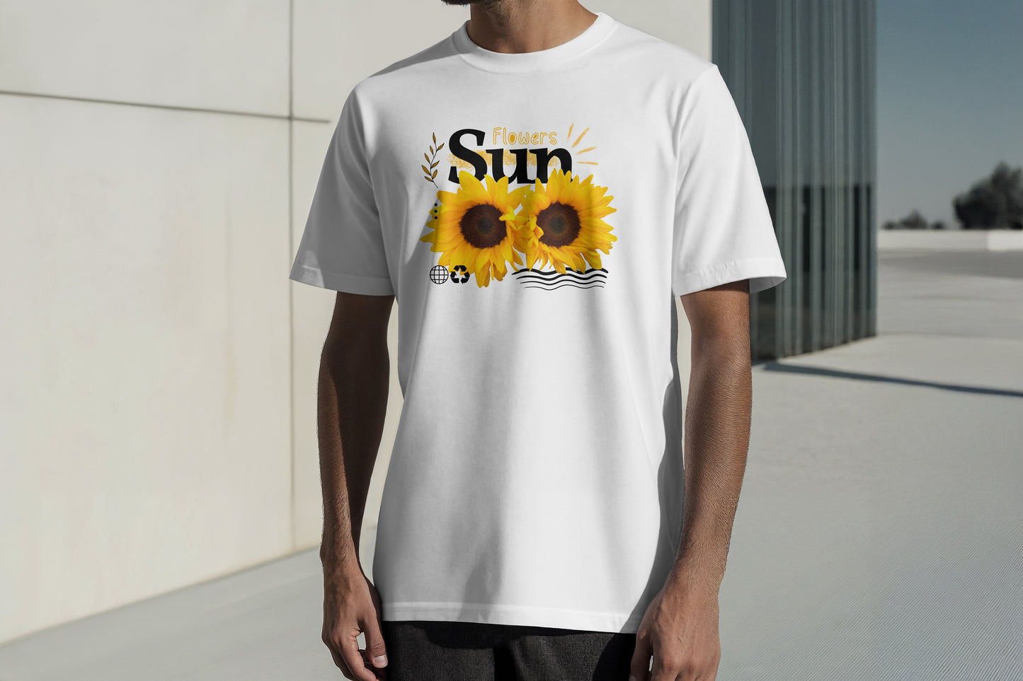 SUNFLOWERS SUMMERTIME THEME FLORAL HIGH QUALITY HEAVY COTTON T-SHIRT (UNISEX)