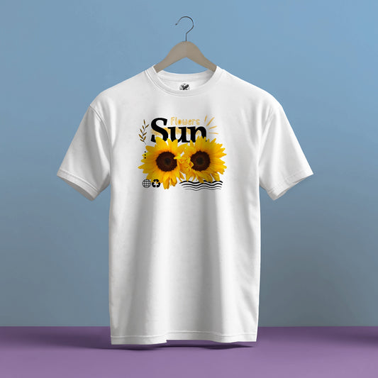 SUNFLOWERS SUMMERTIME THEME FLORAL HIGH QUALITY HEAVY COTTON T-SHIRT (UNISEX)