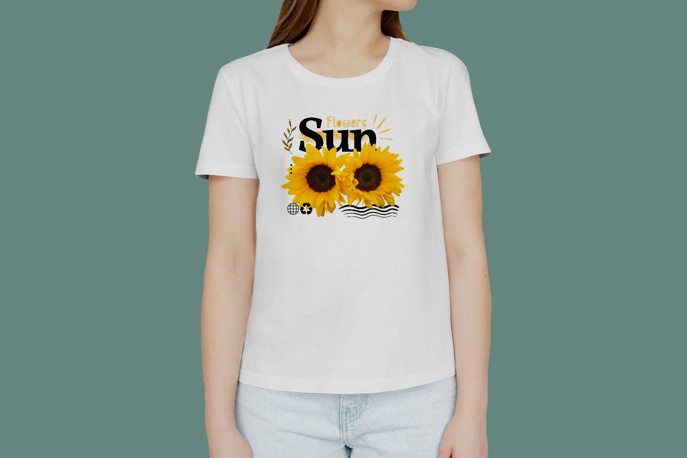 SUNFLOWERS SUMMERTIME THEME FLORAL HIGH QUALITY HEAVY COTTON T-SHIRT (UNISEX)