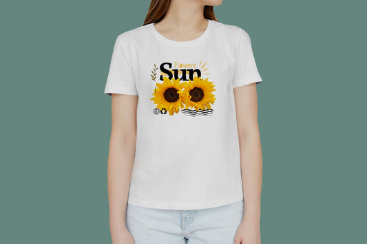 SUNFLOWERS SUMMERTIME THEME FLORAL HIGH QUALITY HEAVY COTTON T-SHIRT (UNISEX)