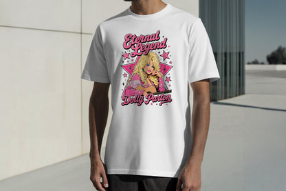 DOLLY PARTON INSPIRED TRIBUTE FRONT PRINT HIGH QUALITY HEAVY COTTON T-SHIRT